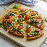 Rainbow Veggie Gluten-Free Flatbread Pizza — recipe photo
