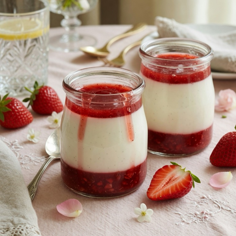 Vanilla Strawberry Panna Cotta Jars